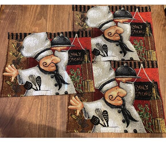 Dinner Is Served Chef Napkins, Set of 3, Dinner Napkins - Picture 1 of 5